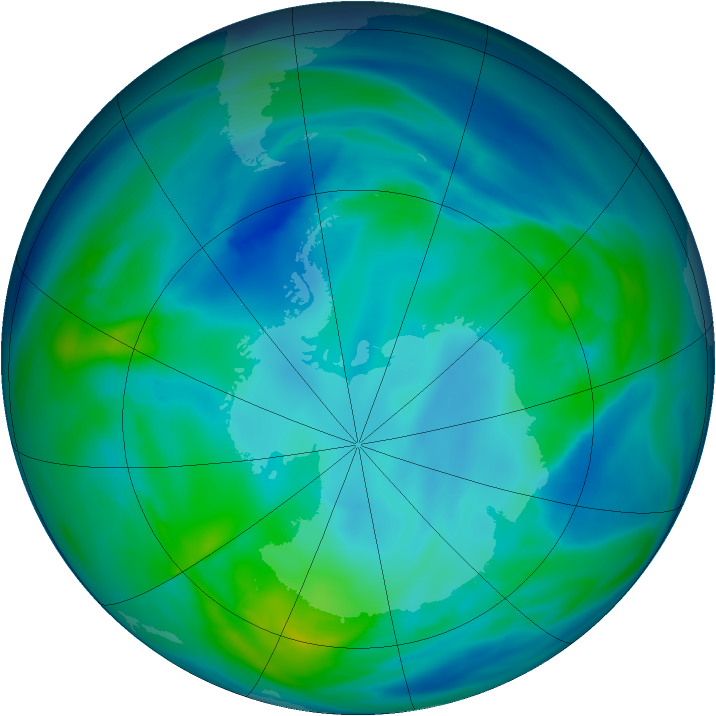 Antarctic ozone map for 06 May 2005
